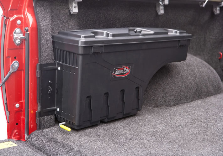 Wheel well storage, Swing Case Storage box, Ram, Dodge, Driver side
